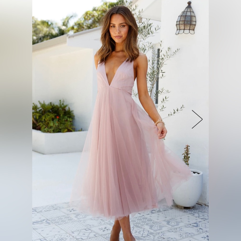 Hello Molly Corset Back Tulle Midi Dress